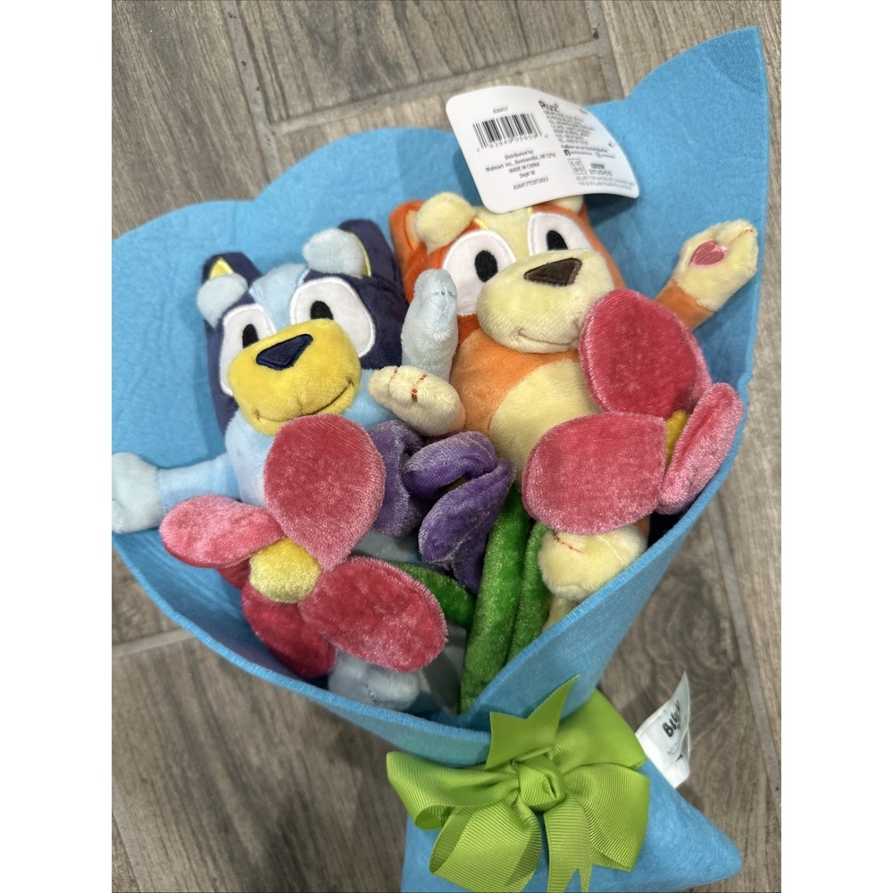 Bluey And Bingo 14" Plush Floral Bouquet Removable‎ Figures & Flowers NWT - Picture 2 of 6
